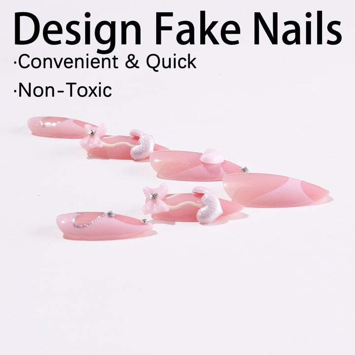 Artificial nail set with playful heart and lip motifs Stornfield