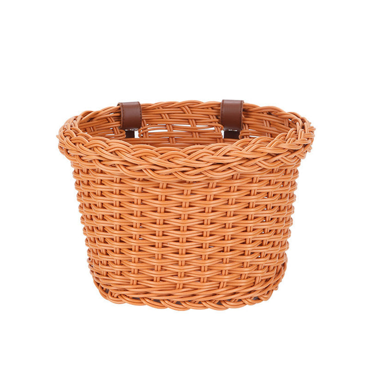 Woven Storage Basket with Vegan Leather Handles Stornfield