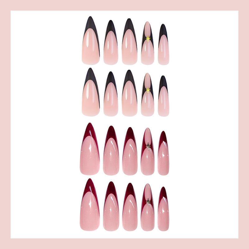Acrylic nail set with elegant French tip and decorative accents Stornfield