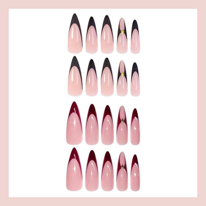 Acrylic nail set with elegant French tip and decorative accents Stornfield