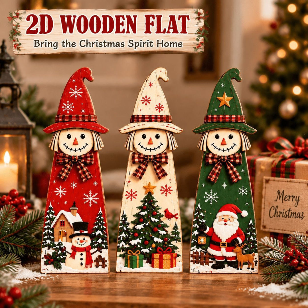 Rustic Holiday-Themed Wooden Christmas Tree Décor