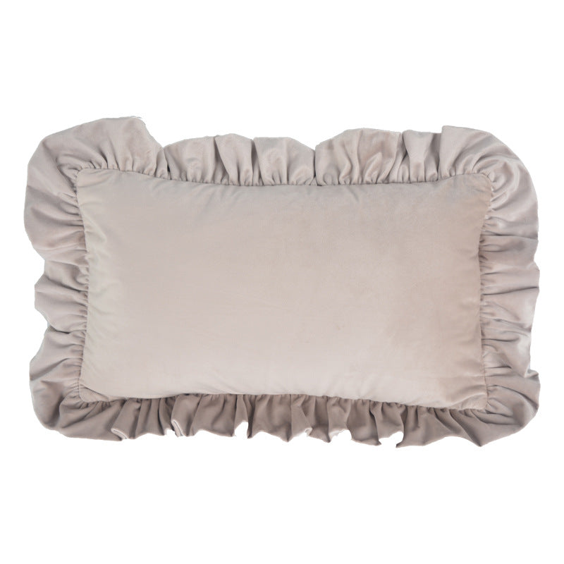 Plush Velvet Ruffled Rectangular Pillow Sham with Hidden Zipper