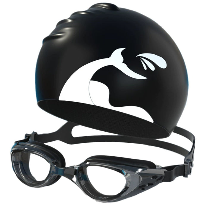 Swimming set with ergonomic swimming goggles and silicone cap Stornfield