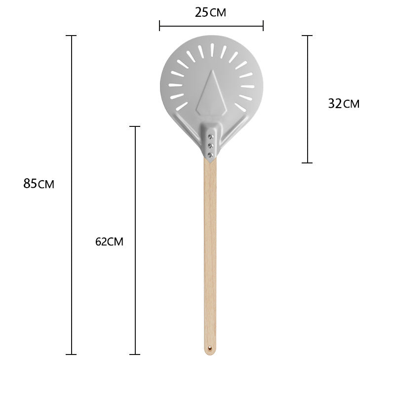 long-handled perforated pizza peel with wooden handle Stornfield