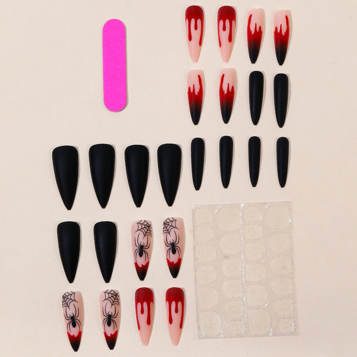Gothic Halloween-Themed Stiletto Nail Art Extensions Stornfield 1789713400
