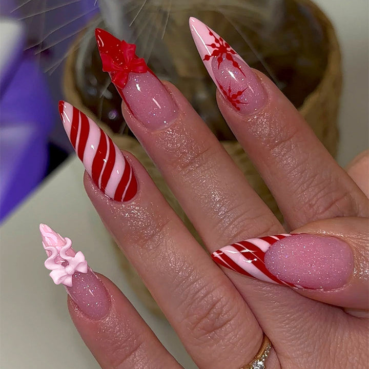 Creative nail art set with festive motifs and embellished accents Stornfield