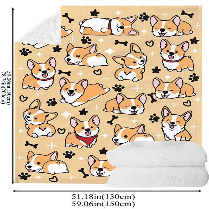 Cute Corgi-Themed Plush Blanket