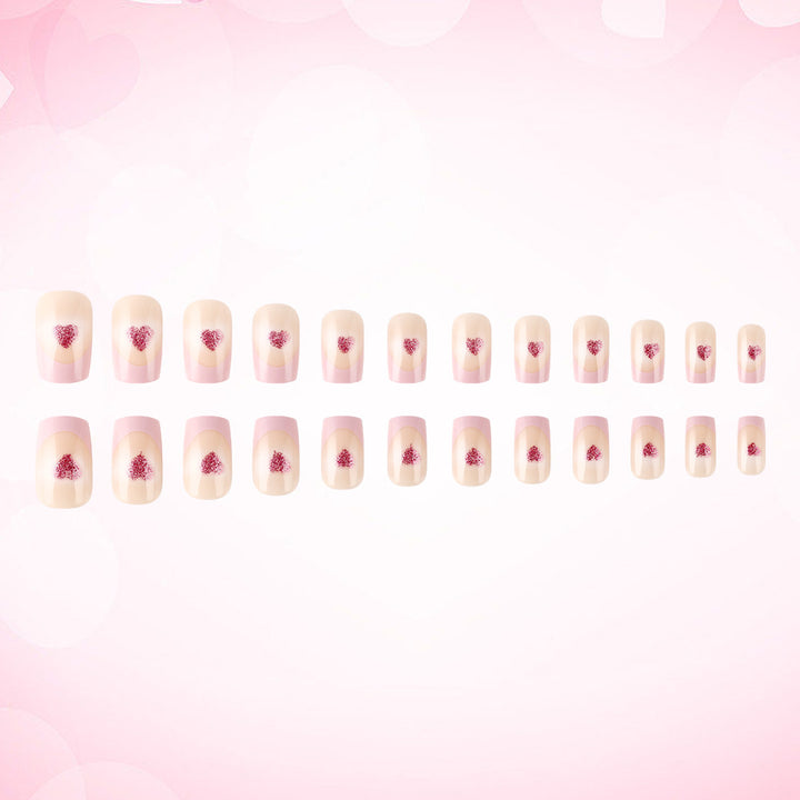 Heart-Embellished French Tip Acrylic Nails Stornfield