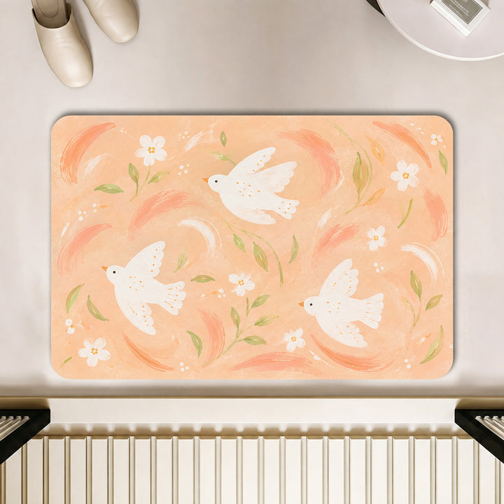 Artistic Floral Motif Bath Mat