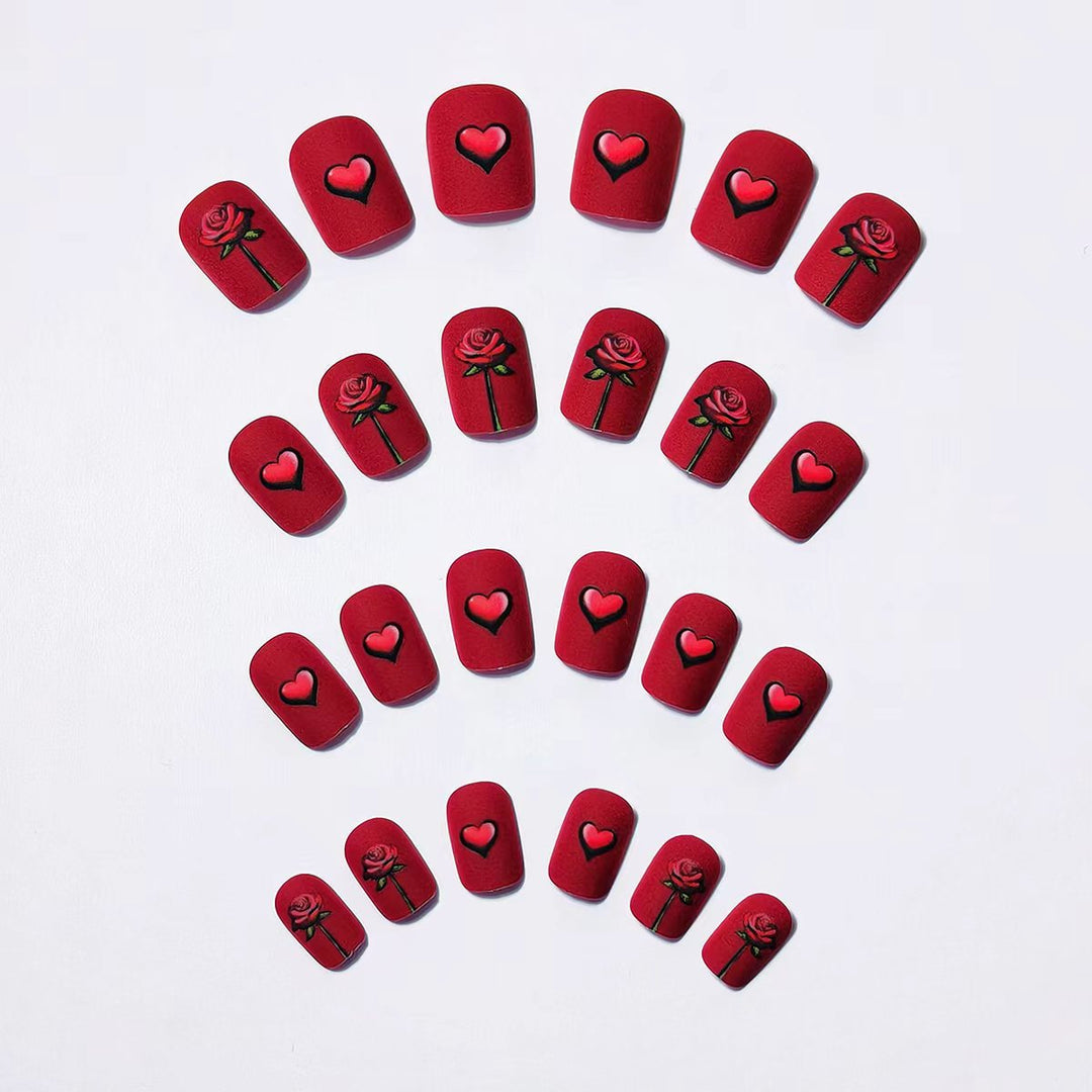 Artificial nails with romantic rose and heart design Stornfield