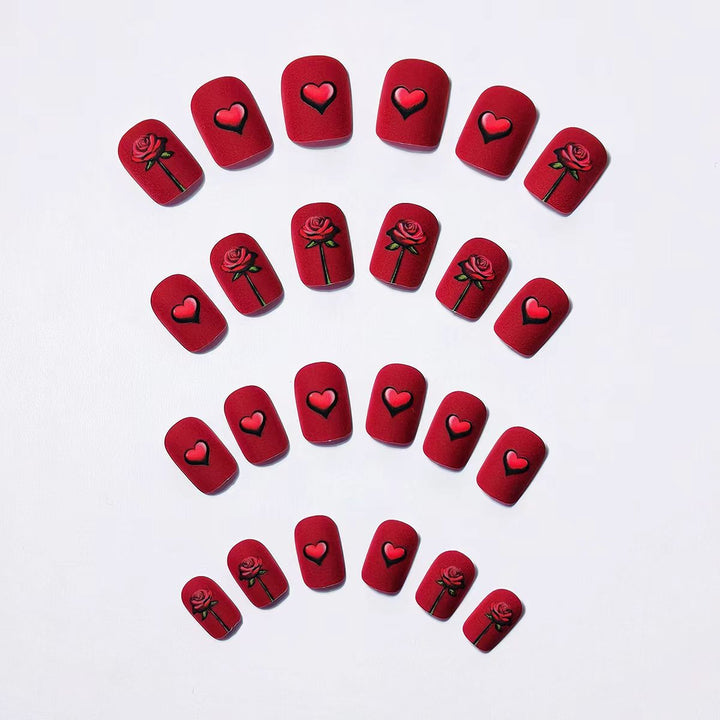 Artificial nails with romantic rose and heart design Stornfield