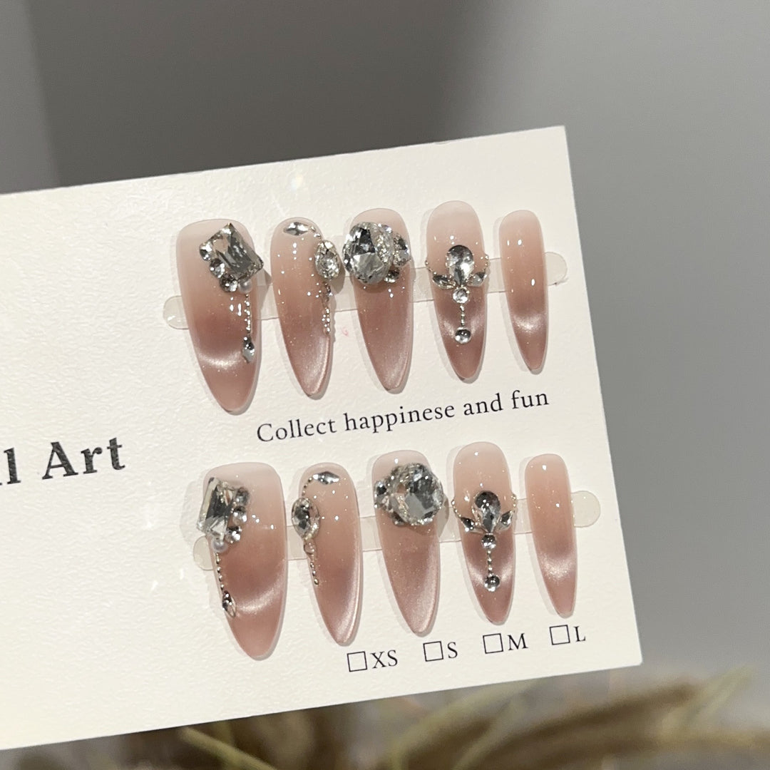 Glamorous Crystal-Decorated Press-On Nail Set