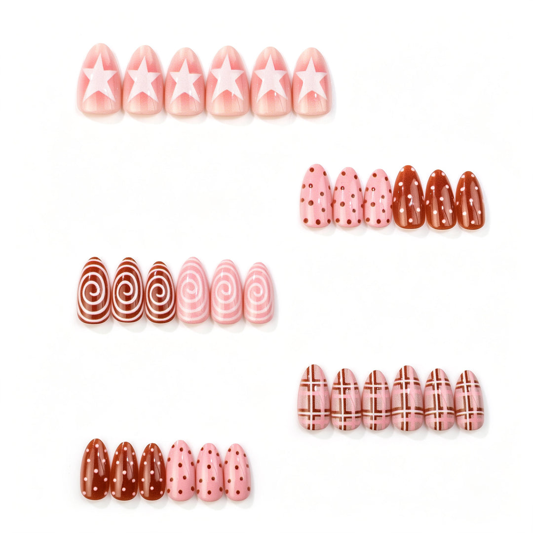 Decorative Press-On Nail Art Set with Unique Designs Stornfield