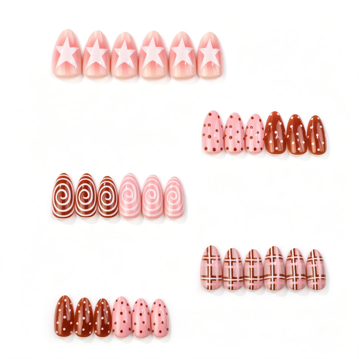 Decorative Press-On Nail Art Set with Unique Designs Stornfield