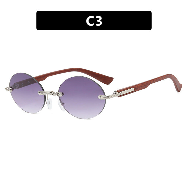 Women's round sunglasses with elegant wooden frame and UV protection Stornfield