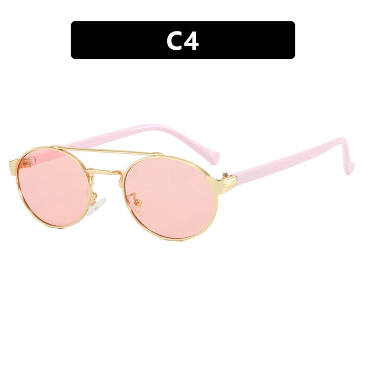 Ladies fashionable sunglasses in stylish round design with golden accents Stornfield