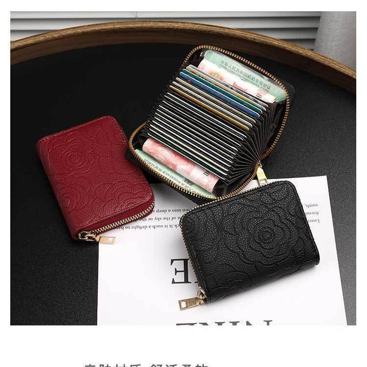 Floral Embossed Zip-Around Wallet