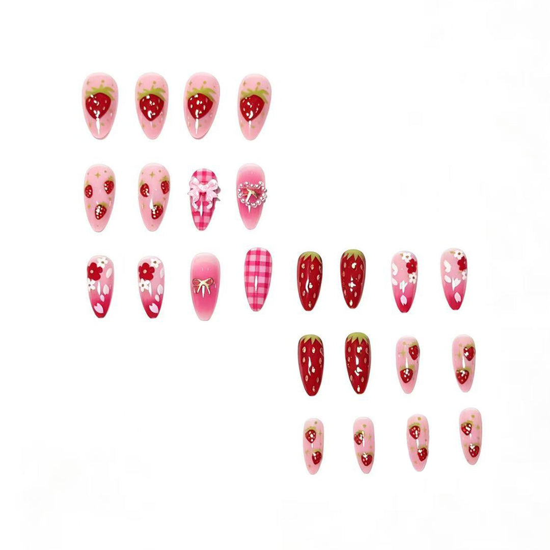 Strawberry-Themed Press-On Nail Art Set Stornfield