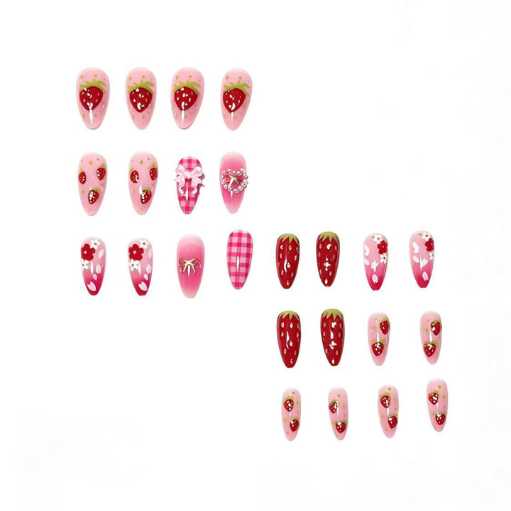 Strawberry-Themed Press-On Nail Art Set Stornfield