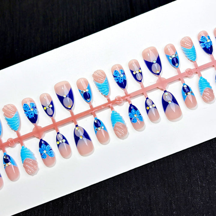 Artistic Gem-Embellished Press-On Nail Set 1790746253