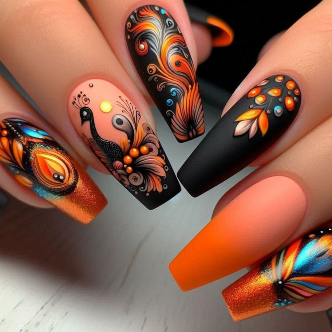 Intricate Peacock Nail Art Design Stornfield