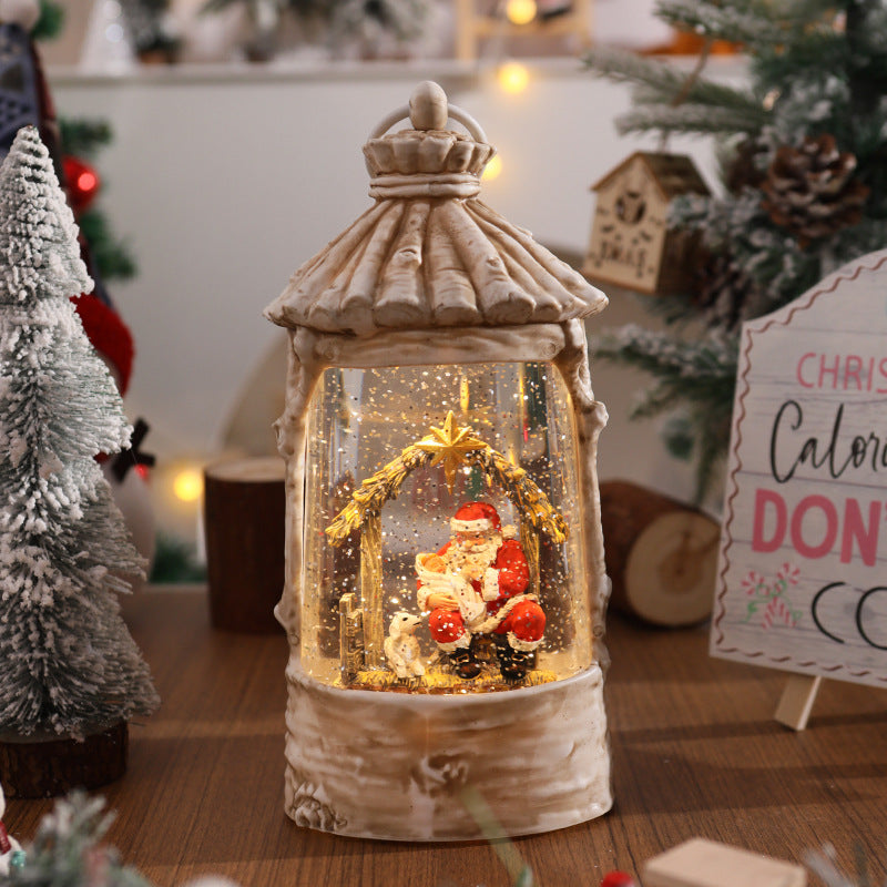 Illuminated Christmas lantern with snow scenes Stornfield