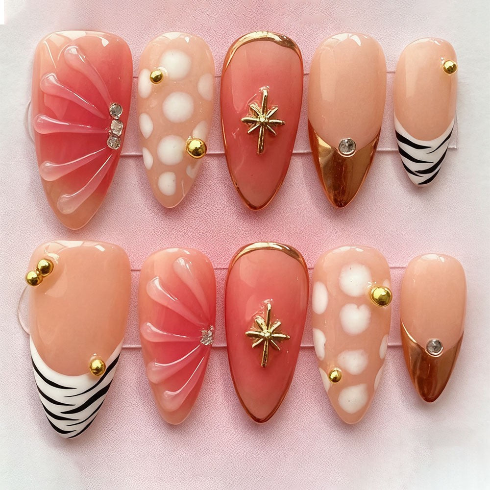 Elegant Artificial Nails with Botanical Designs Stornfield