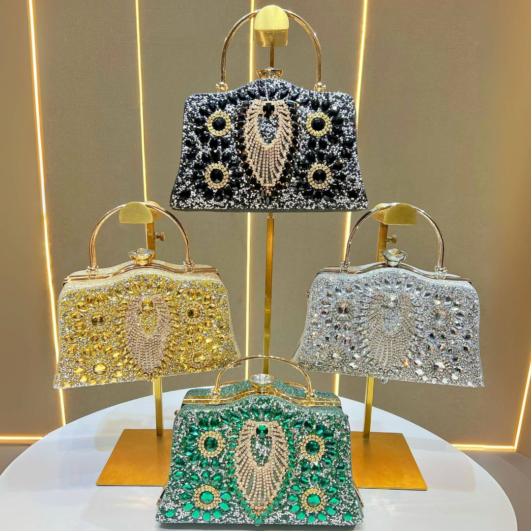 Decorative Crystal-Studded Evening Handbag
