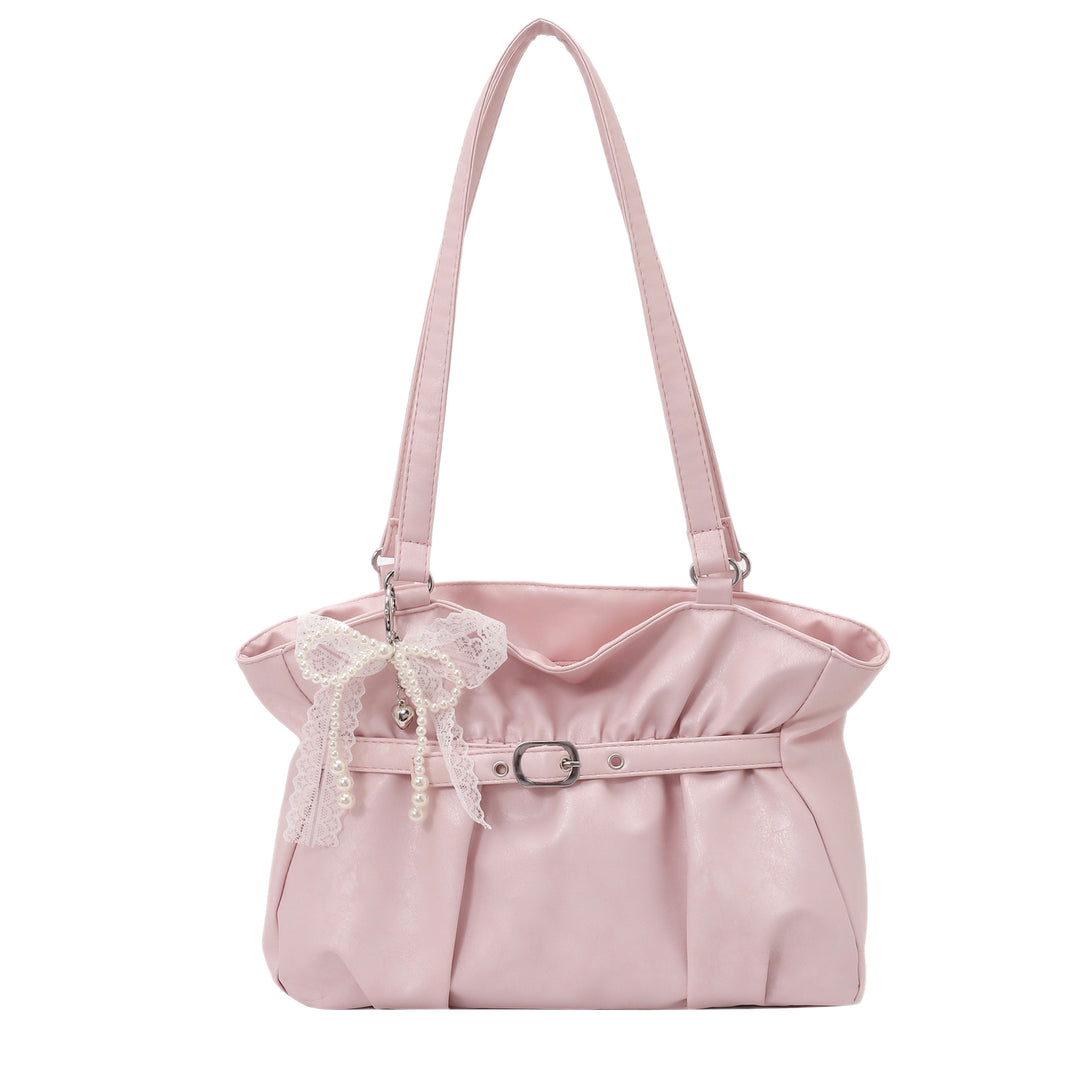 Elegant Leather Tote Bag with Decorative Accents