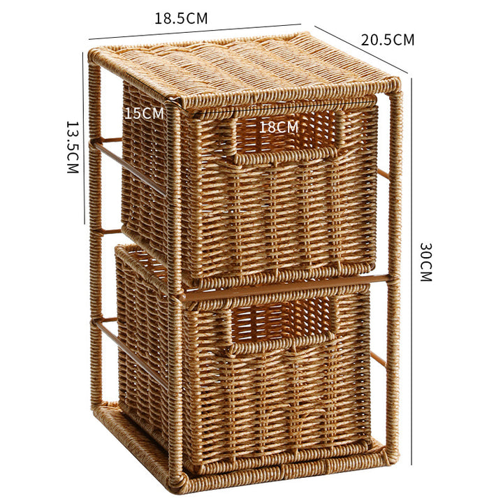 Unisex Stackable Storage Basket with Two Compartments Made of Natural Material Stornfield