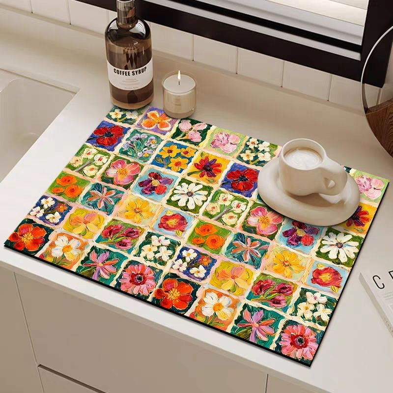 Decorative Floral Kitchen Mat