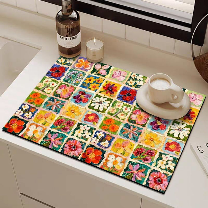 Decorative Floral Kitchen Mat