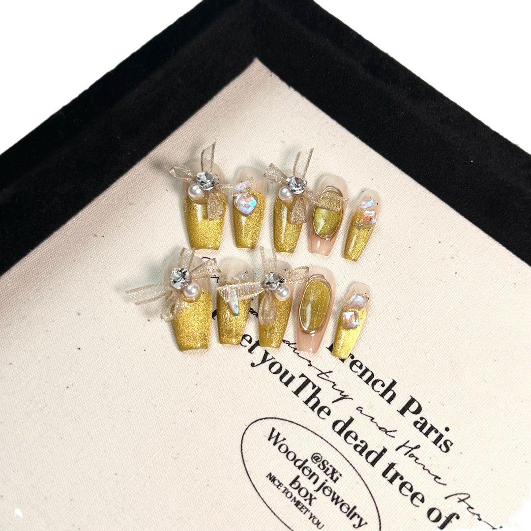 Glamorous Rhinestone and Glitter Press-On Nail Set