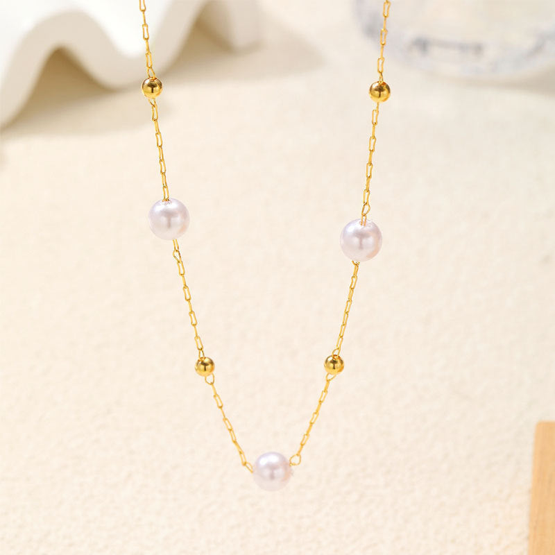Elegant Pearl and Gold Chain Necklace Stornfield