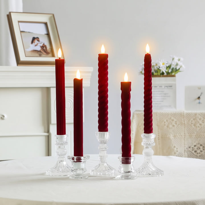 Hand-Poured Ribbed Slow-Burn Dinner Taper Candle Set for Centerpiece Decor