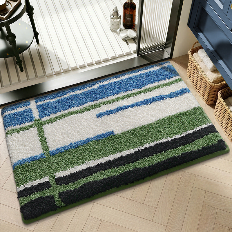 Plush Geometric Pattern Bath Mat