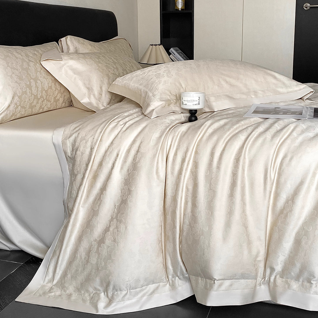 Decorative Elegant Satin Floral Embroidered Bedding Set Stornfield