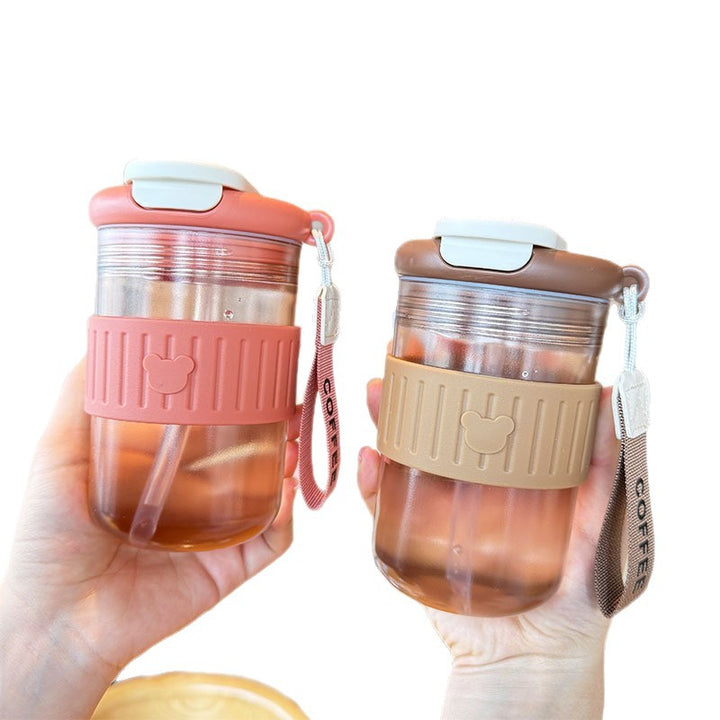 Women insulated drinking bottle with non-slip silicone ring and integrated straw Stornfield
