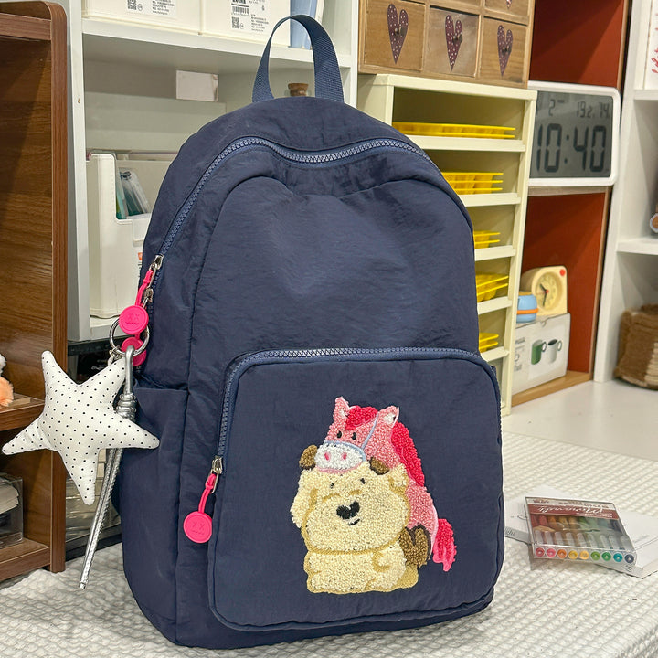 Playful Animal-Theme Embroidered Backpack Stornfield