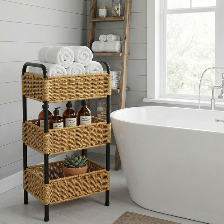 Multi-Tier Woven Bathroom Organizer Basket Stornfield