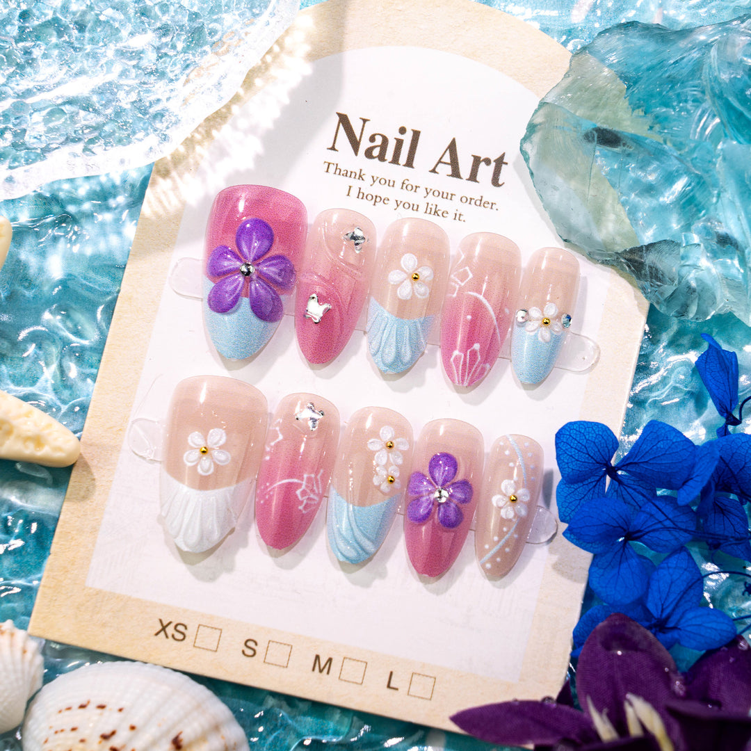 Decorative Floral Press-On Nail Set Stornfield