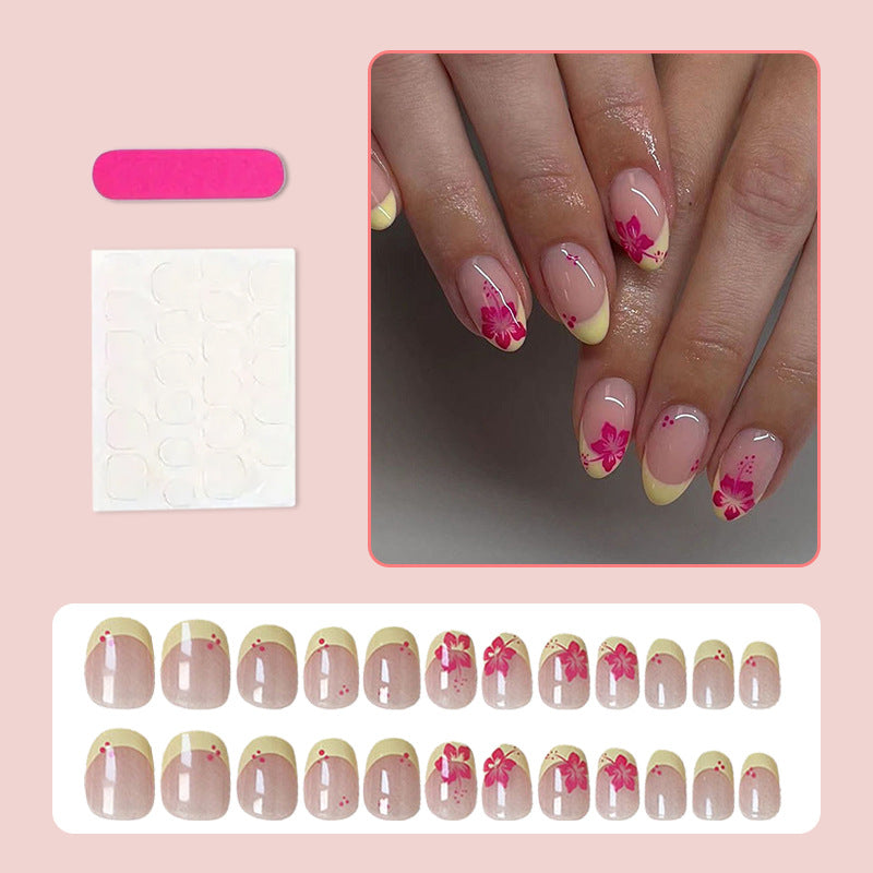 Artificial nail set with floral designs and elegant gradient Stornfield