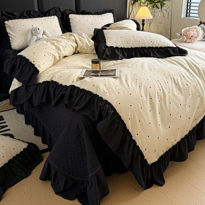 Vintage Floral Ruffled Duvet Cover Set