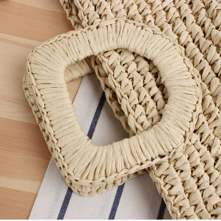 Handmade straw shoulder bag with square handle Stornfield