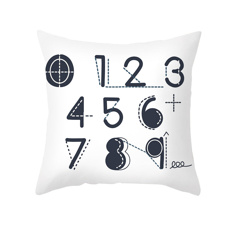 Square Cotton-Linen Decorative Throw Pillow Cover with Oversized HOME Typography Print and Concealed Zipper