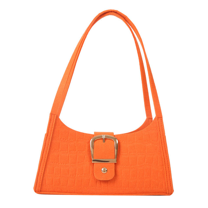 Crocodile-Patterned Handbag with Buckle Detail