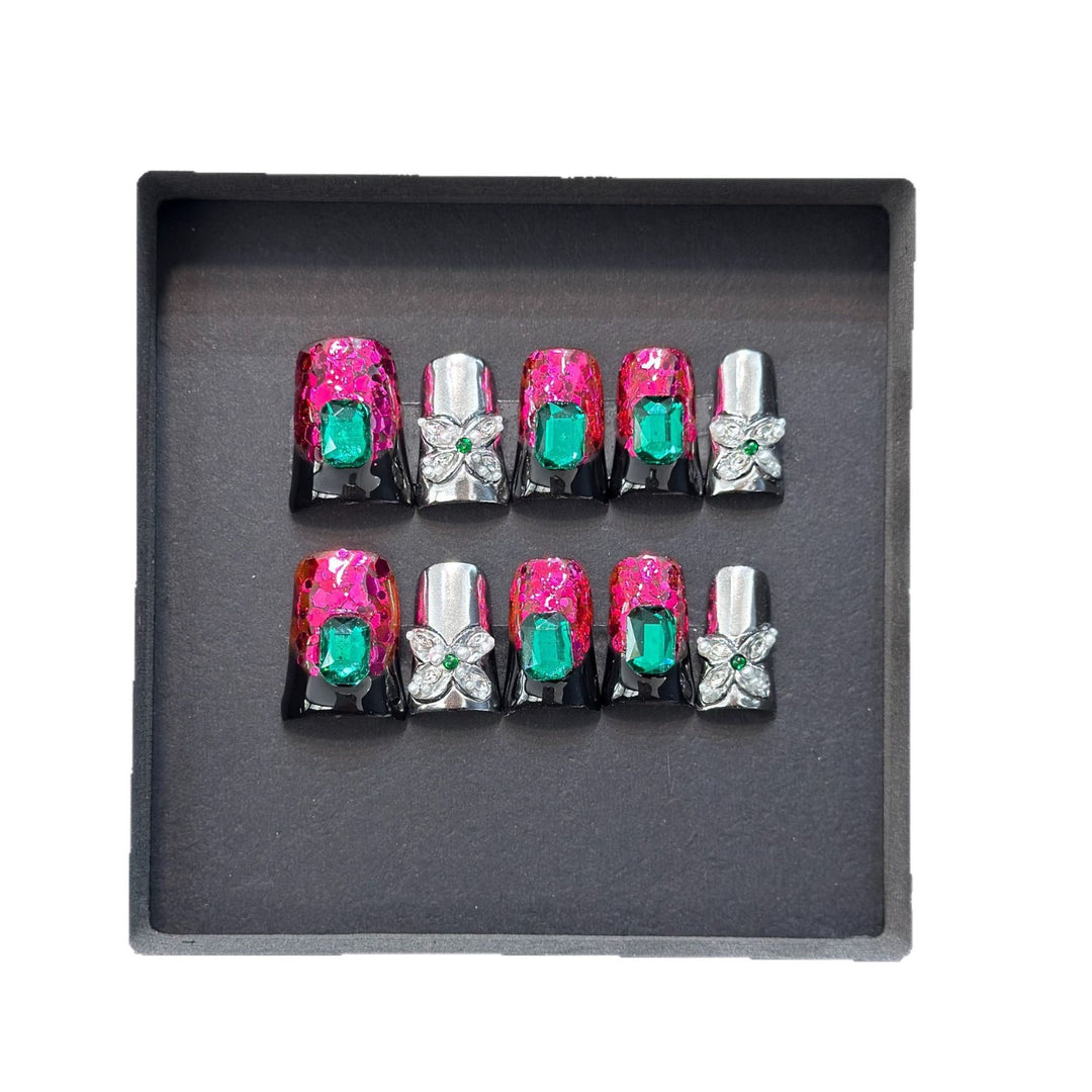 Glamorous Press-On Nail Design with Jewel Accents Stornfield