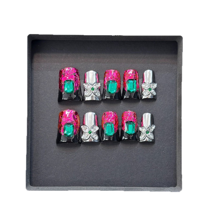 Glamorous Press-On Nail Design with Jewel Accents Stornfield