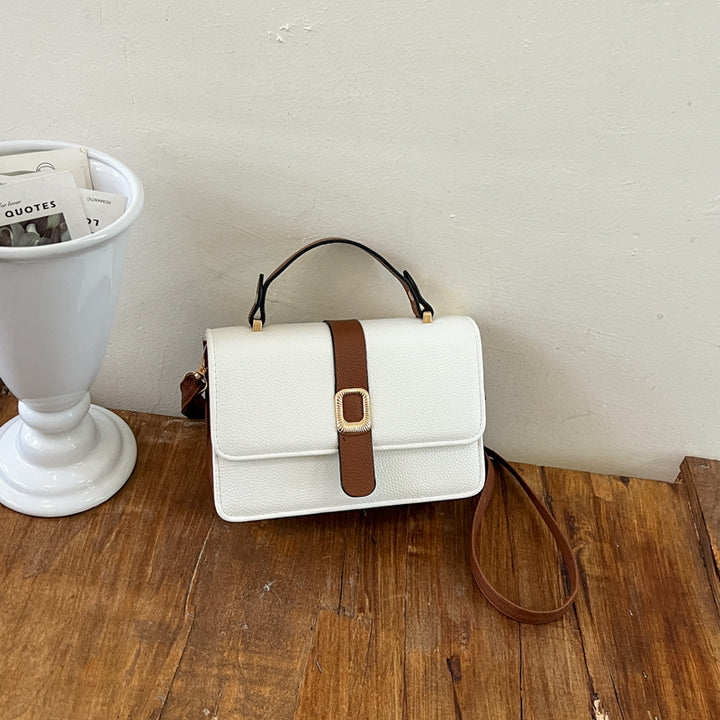 Structured Handheld Leather Satchel