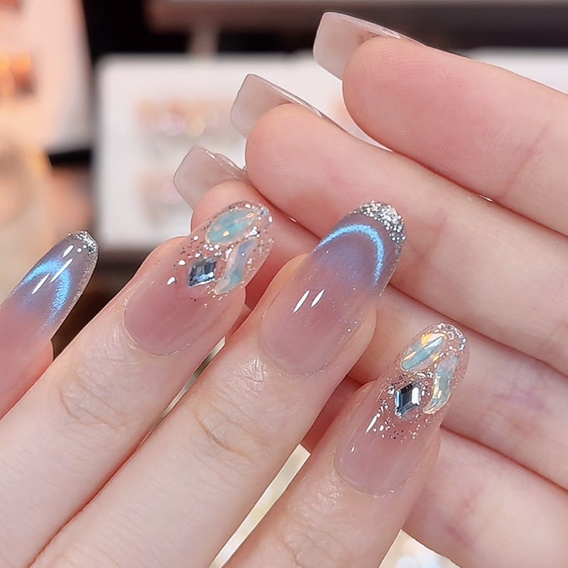 Glamorous artificial nail tips with 3D flower and crystal embellishments Stornfield
